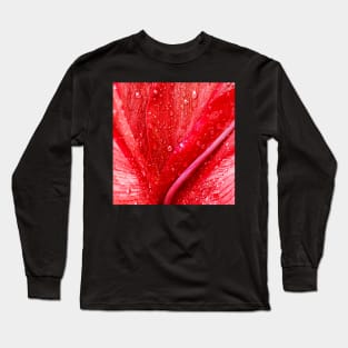 Rain on a Red Calla Lily Long Sleeve T-Shirt